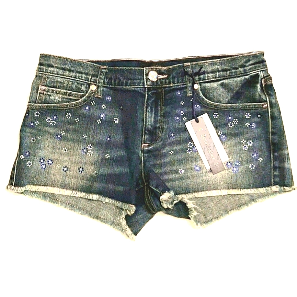 NWT Juicy Couture fringe flower bling short